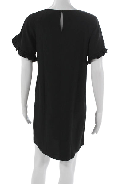 Madewell Women Black Shift Dress Short Sleeve Round Neck Polyester Size 2XS