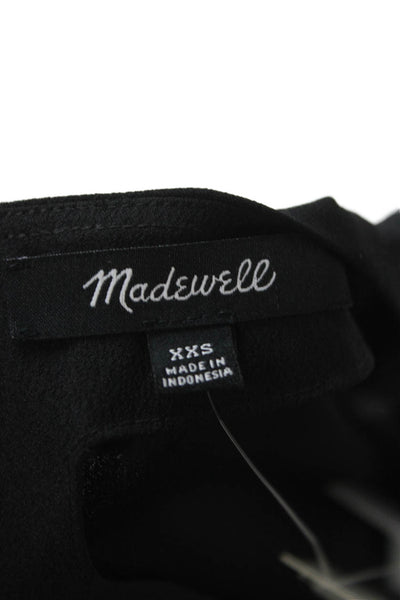Madewell Women Black Shift Dress Short Sleeve Round Neck Polyester Size 2XS