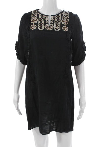 Madewell Women Shift Dress Black Cotton Half Sleeve Size XS