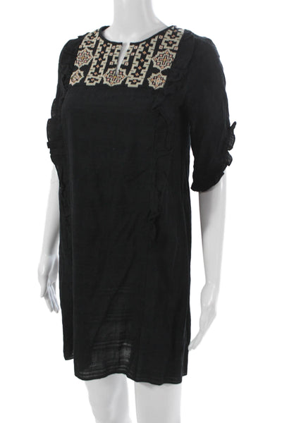 Madewell Women Shift Dress Black Cotton Half Sleeve Size XS