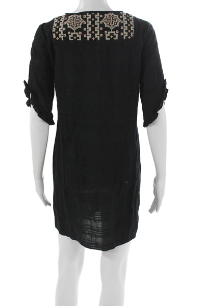Madewell Women Shift Dress Black Cotton Half Sleeve Size XS