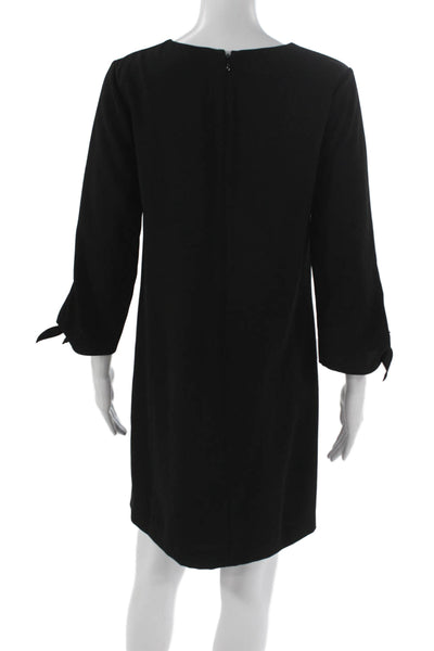 CeCe Womens Shift Dress Black 3/4 Sleeve Round Neck Zip Polyester Size 2