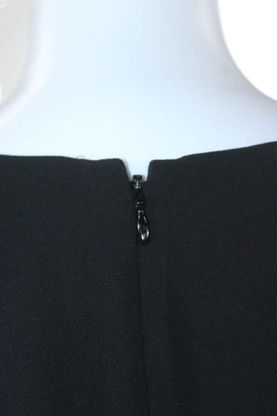 CeCe Womens Shift Dress Black 3/4 Sleeve Round Neck Zip Polyester Size 2