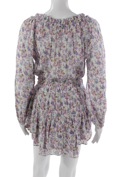 Love Shack Fancy Womens Fit & Flare Floral Short V-Neck Dress Longsleeve Size S