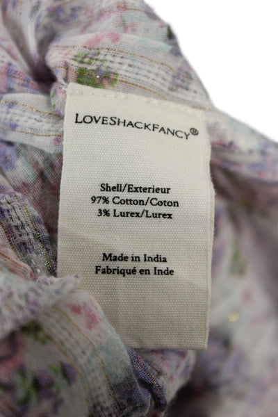 Love Shack Fancy Womens Fit & Flare Floral Short V-Neck Dress Longsleeve Size S