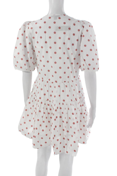 J Crew Women Wrap Dress White Polka Dot V-Neck Knee Length Size PS