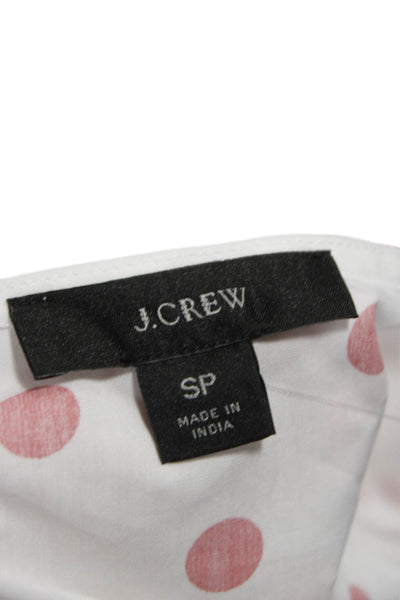 J Crew Women Wrap Dress White Polka Dot V-Neck Knee Length Size PS