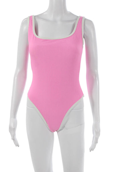 LainSnow Women One Piece Swimsuit Pink Polyester Size S