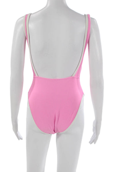 LainSnow Women One Piece Swimsuit Pink Polyester Size S