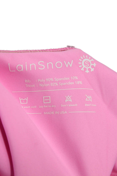 LainSnow Women One Piece Swimsuit Pink Polyester Size S