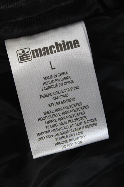 Machine Mens Puffer Jacket Black Camouflage Polyester Zip Size L