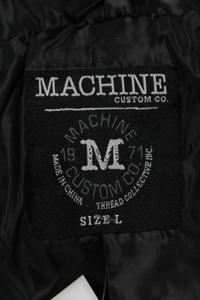 Machine Mens Puffer Jacket Black Camouflage Polyester Zip Size L