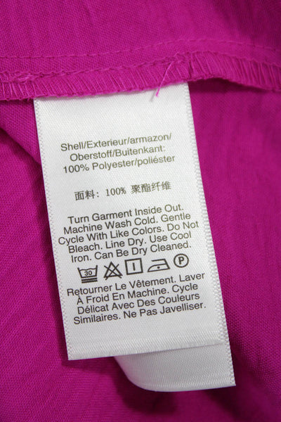 DKNY Women Trapeze Swing Dress Pink High Neck Short Sleeve Polyester Size 8