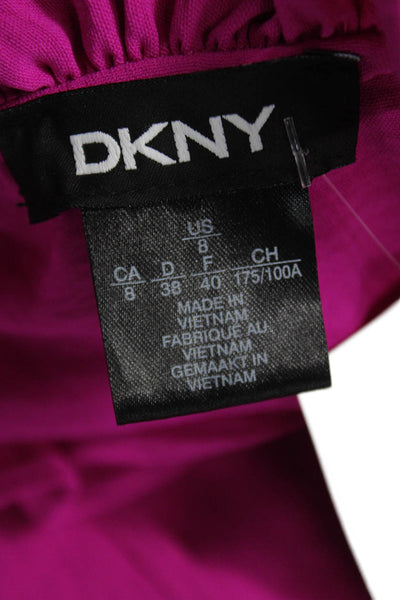 DKNY Women Trapeze Swing Dress Pink High Neck Short Sleeve Polyester Size 8