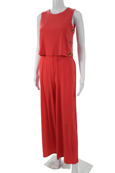Michael Michael Kors Women Red Long Sleeveless Round Neck Jumpsuit Zip Size XS