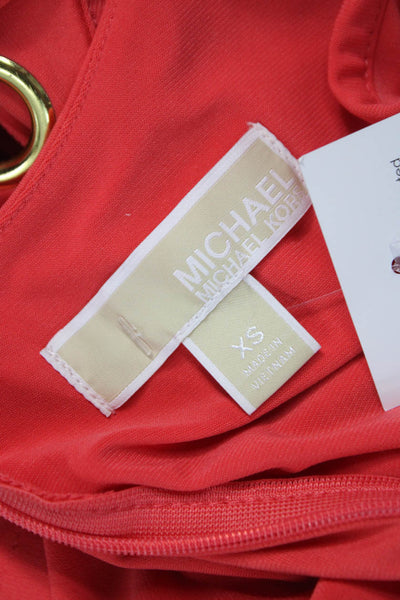 Michael Michael Kors Women Red Long Sleeveless Round Neck Jumpsuit Zip Size XS