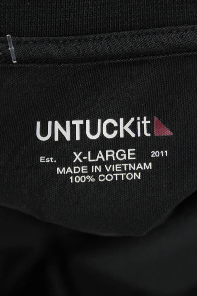 Untuckit Men Black Cotton Polo Short Sleeve Collared Shirt Size XL