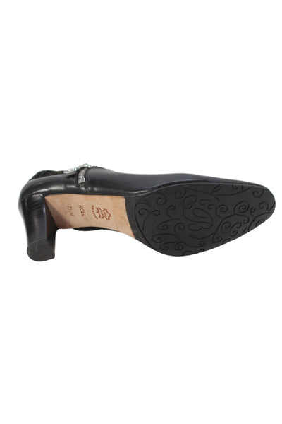 Brighton Womens Leather Laser Cut Detail Bootie Shoes Black Size 7.5M