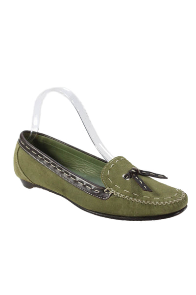 Cole Haan Womens Suede Embellished Flat Loafers Shoes Green Size 7B