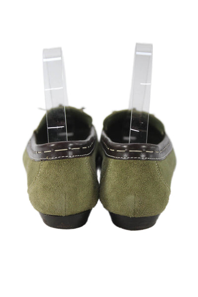 Cole Haan Womens Suede Embellished Flat Loafers Shoes Green Size 7B