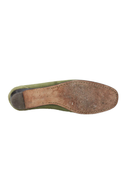 Cole Haan Womens Suede Embellished Flat Loafers Shoes Green Size 7B