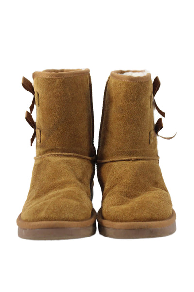 Koolaburra By Ugg Girls Suede Bow Detail Boots Shoes Brown Size 3