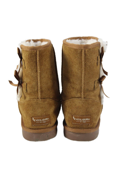 Koolaburra By Ugg Girls Suede Bow Detail Boots Shoes Brown Size 3