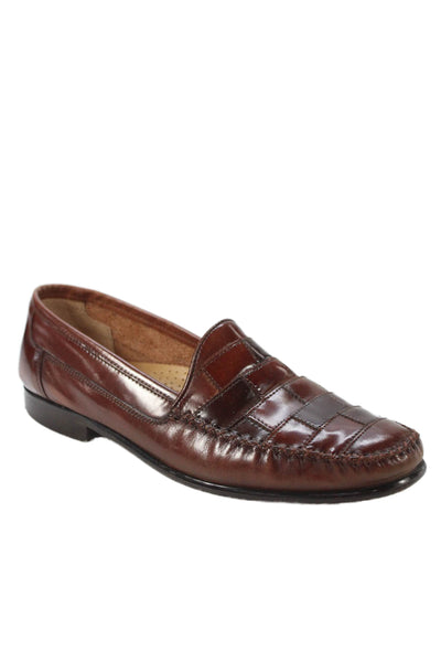 Giorgio Brutini Mens Leather Patchwork Loafers Shoes Brown Size 11D