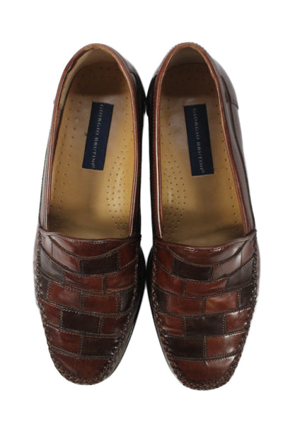 Giorgio Brutini Mens Leather Patchwork Loafers Shoes Brown Size 11D