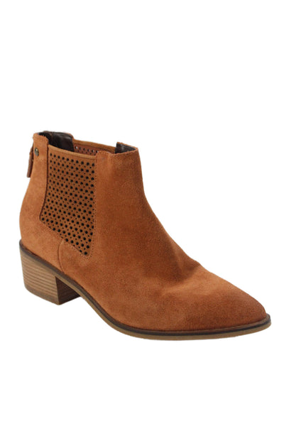Cole Haan Womens Suede Pointed Toe Ankle Boots Shoes Brown Size 7.5B