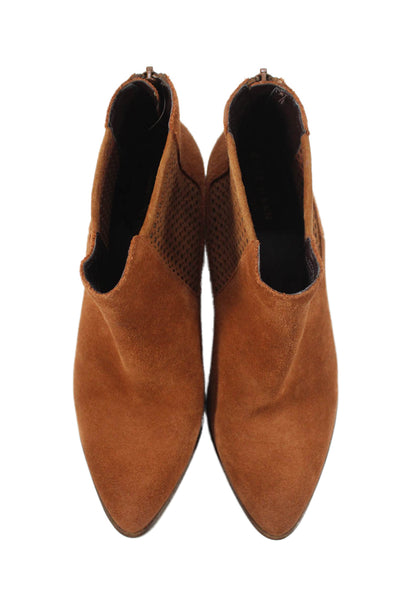 Cole Haan Womens Suede Pointed Toe Ankle Boots Shoes Brown Size 7.5B