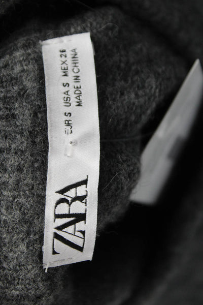 Zara Women Pullover Crew Neck Long Sleeve Gray Nylon Size S