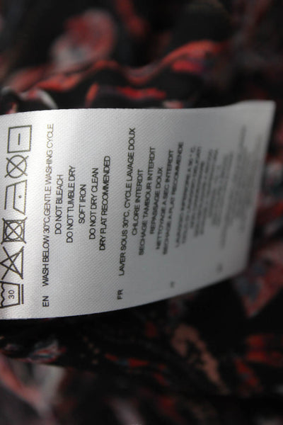 IRO Womens Black Viscose Floral Round Neck Long Sleeve Basic Blouse Size 38