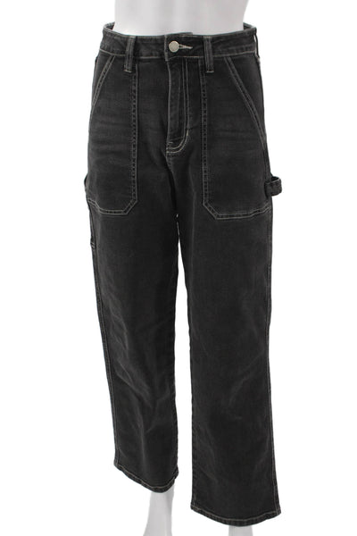 Just Black Denim Teens Straight Black High Rise Jeans Inseam 30 Size 25