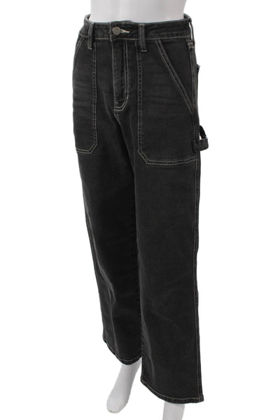 Just Black Denim Teens Straight Black High Rise Jeans Inseam 30 Size 25