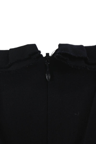 J Crew Womens Fit & Flare Dress Blue Wool High Neck Zip Knee Length Size 00
