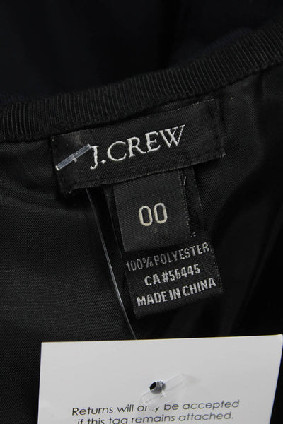 J Crew Womens Fit & Flare Dress Blue Wool High Neck Zip Knee Length Size 00