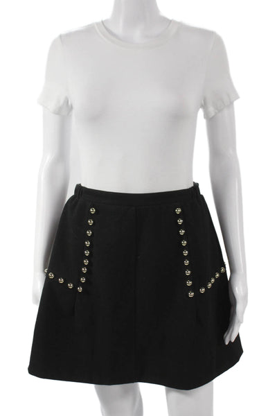 Tuckernuck Women A-Line Mini Skirt Black Polyester Zip Solid Size S