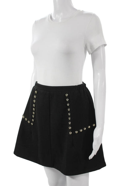Tuckernuck Women A-Line Mini Skirt Black Polyester Zip Solid Size S