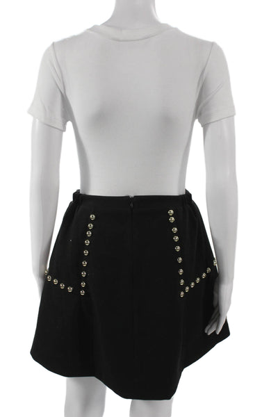 Tuckernuck Women A-Line Mini Skirt Black Polyester Zip Solid Size S