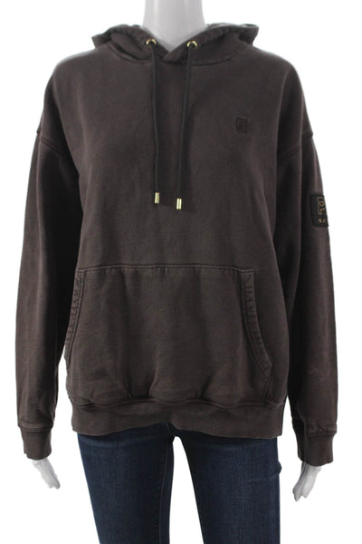 PE Nation Womens Hooded Pullover Cotton Brown Sweatshirt Size S