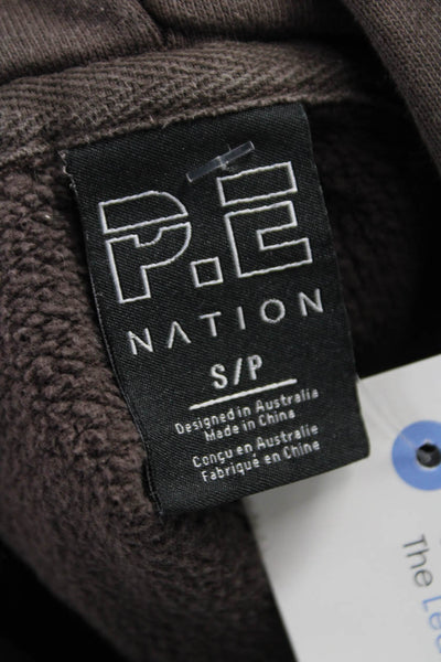 PE Nation Womens Hooded Pullover Cotton Brown Sweatshirt Size S