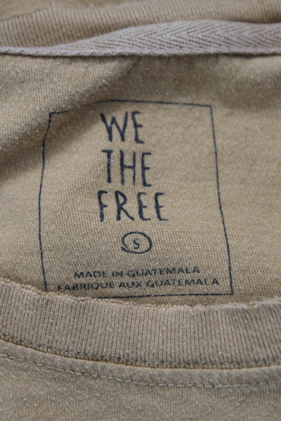 We The Free Women Cropped Cotton T-Shirt Brown Short Sleeve Round Neck Size S