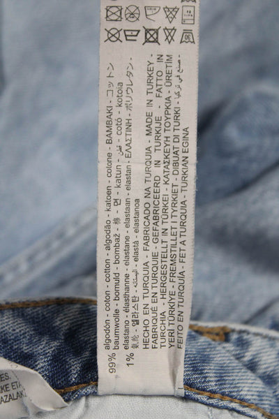 Zara Womens Straight Jeans Blue Cotton Mid Rise Button Size 2