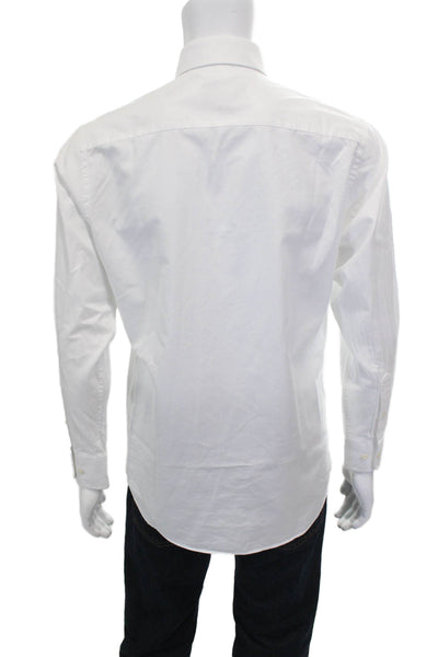 David Donahue Mens Cotton White Solid Dress Shirt Long Sleeve Size 15.5