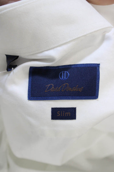 David Donahue Mens Cotton White Solid Dress Shirt Long Sleeve Size 15.5
