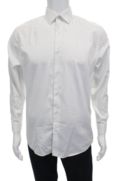 Ragazzo Uomo Men's White Cotton Collared Long Sleeve Dress Shirt Size 15