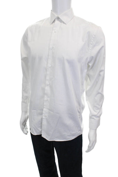 Ragazzo Uomo Men's White Cotton Collared Long Sleeve Dress Shirt Size 15