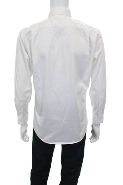 Ragazzo Uomo Men's White Cotton Collared Long Sleeve Dress Shirt Size 15