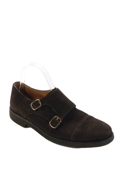 Castellano Mens Cap Toe Suede Double Monk Oxfords Dark Brown Size 40
